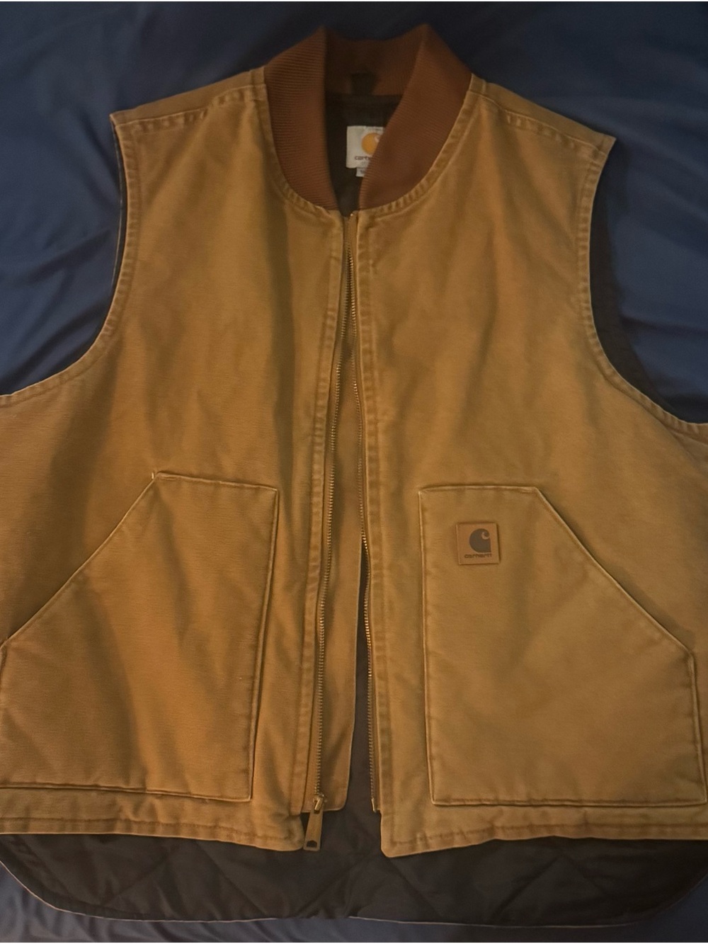 Carhartt Duck Canvas Work Vest Men’s XL Brown Full Zip
